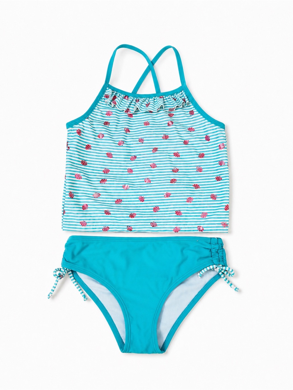 Pink Platinum Turquoise & Pink Striped Tankini Set